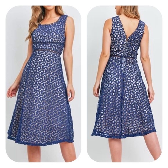 NWT Francesca’s Miami XS blue lace midi dress - Picture 9 of 13